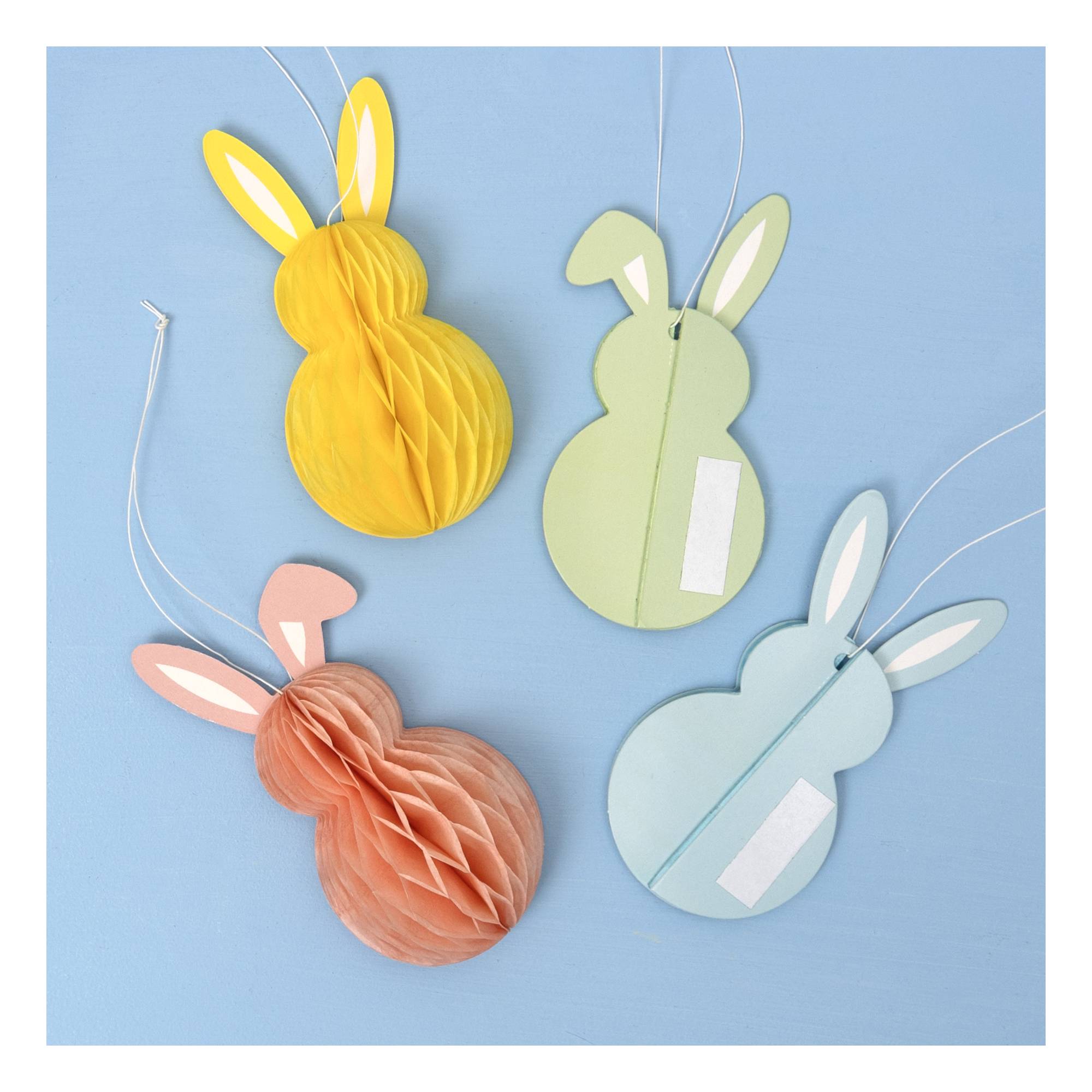 Honeycomb Bunny Decorations 4 Pack
