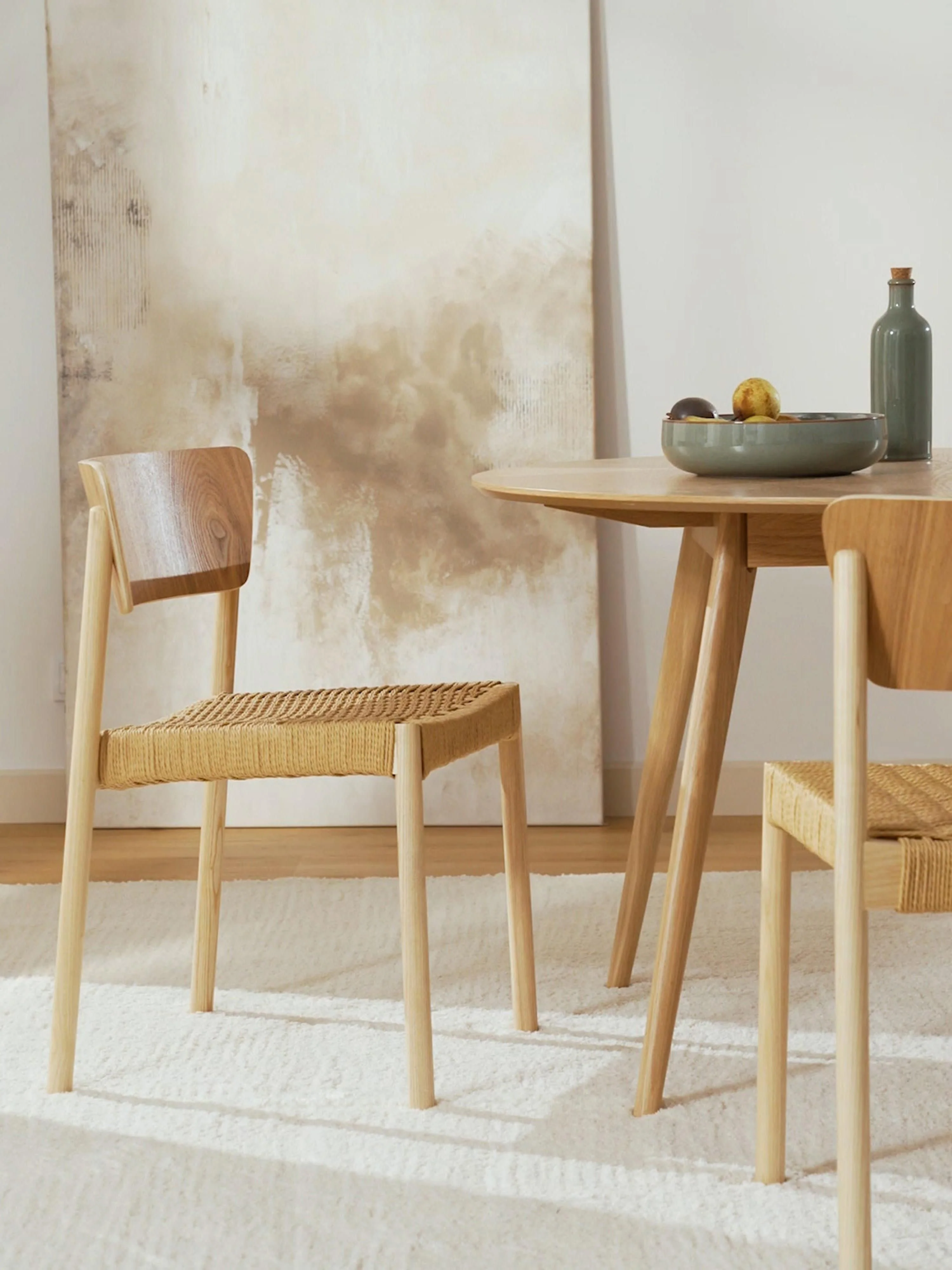 Holzstühle Danny mit Rattan-Sitzfläche, 2er-Set