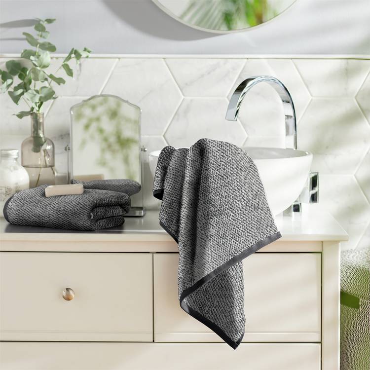Habitat Marl Hand Towel - Black