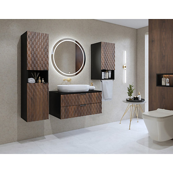 Meuble sous-vasque collection KINGChene foncé et noir60 cm