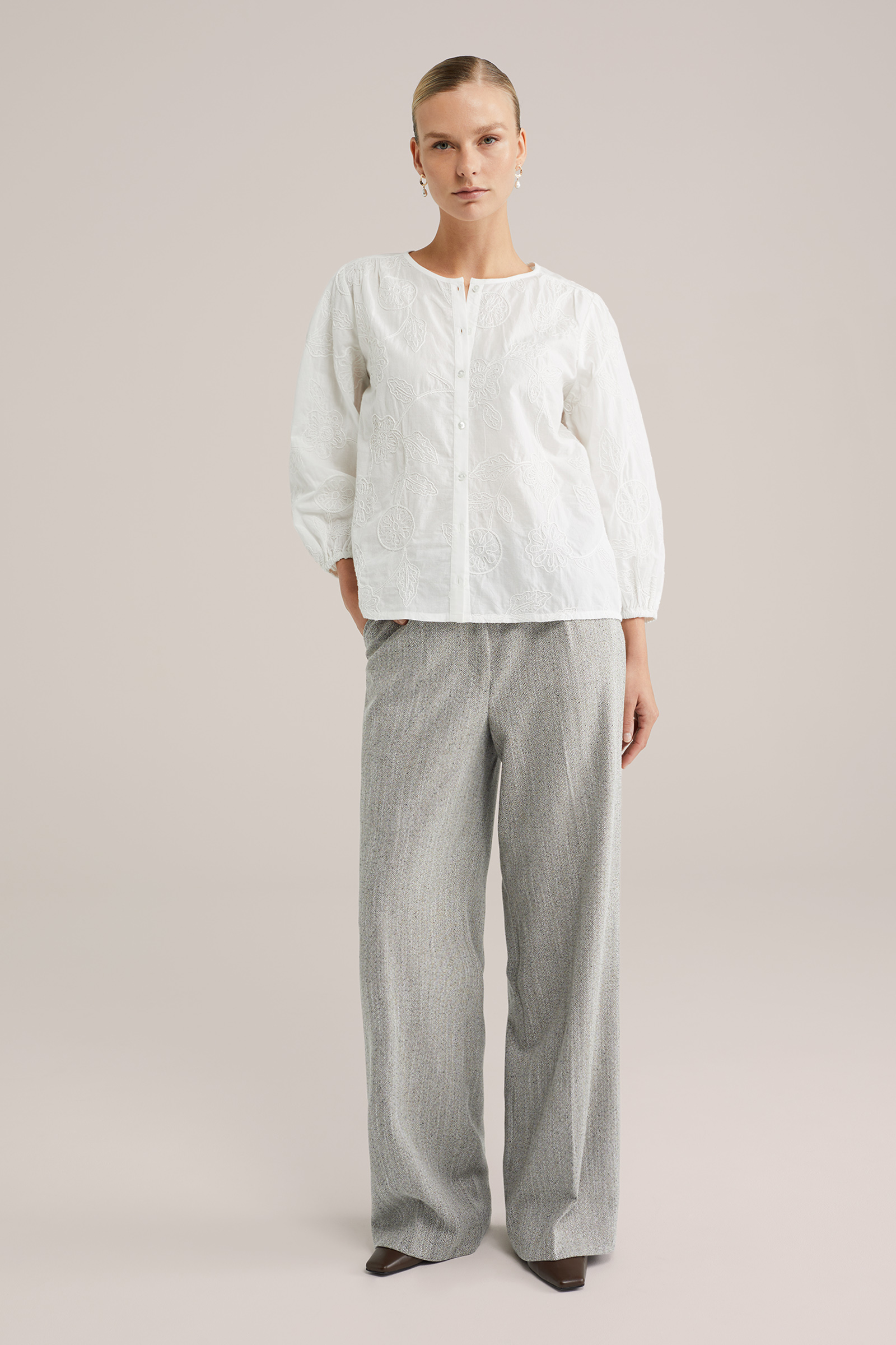 Dames wide leg pantalon met structuur