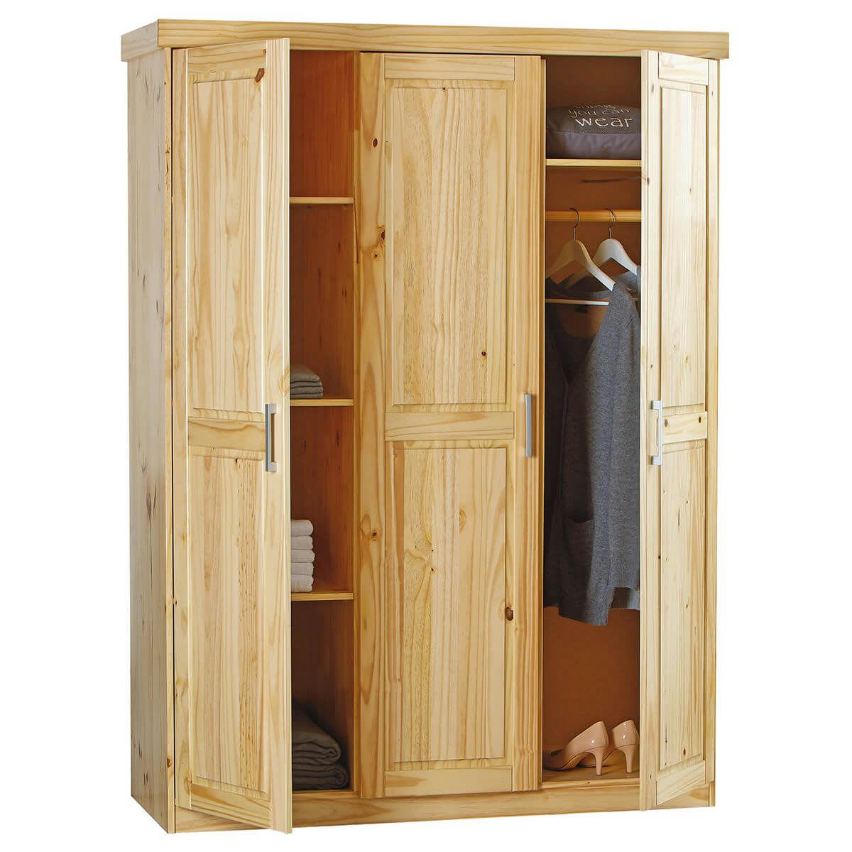 CALI - Armoire  3 portes bois massif naturel