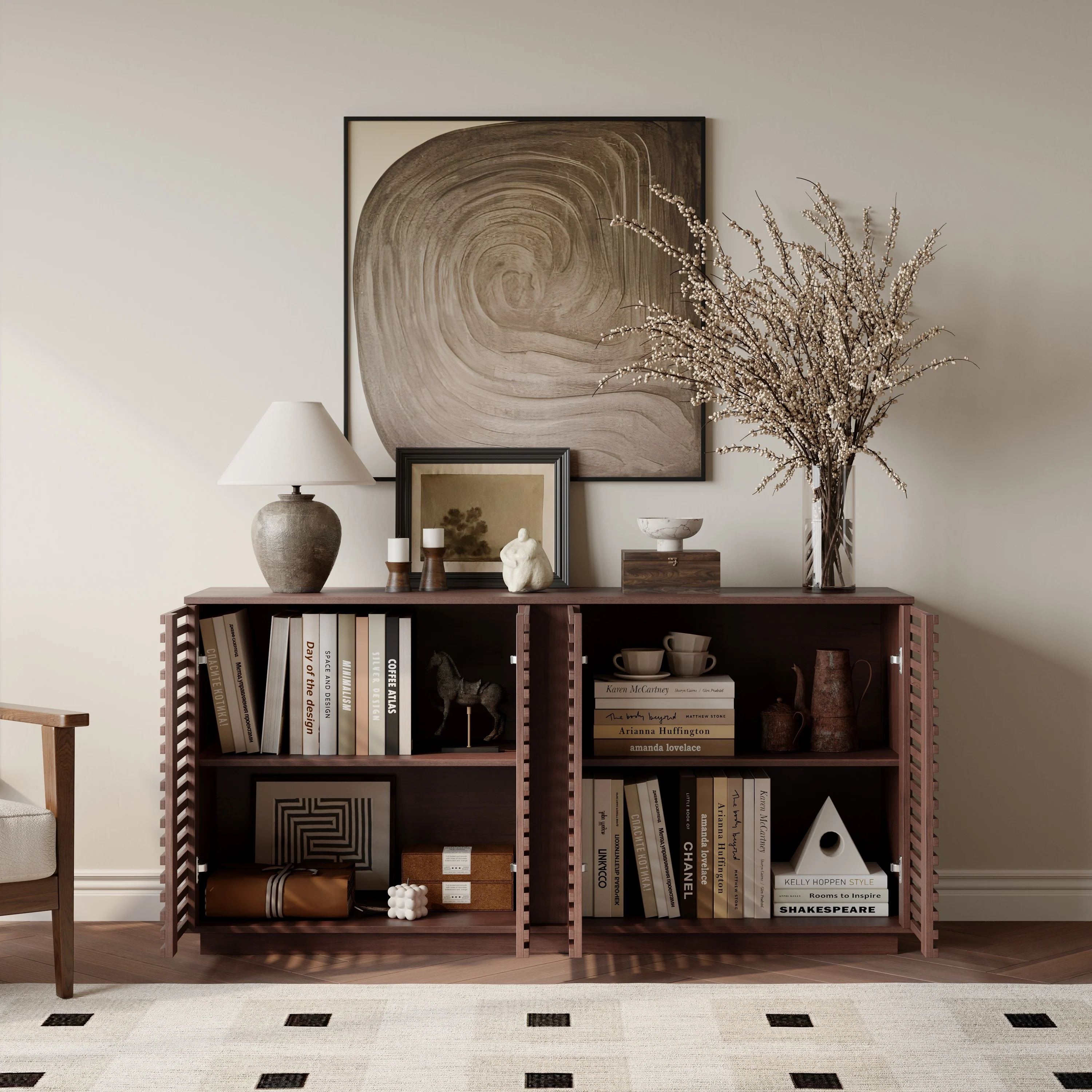 wooden Buffet Cabinet with four doors