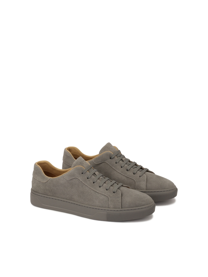 Lace-up grey suede sneakers