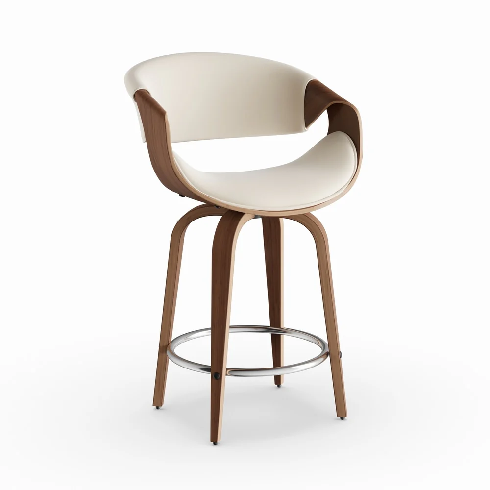 Carson Carrington Sauda 24-inch Mid-century Modern Walnut Wood and Fabric Counter Stool - N/A