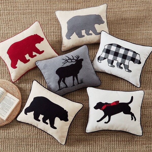Eddie Bauer Bear Cotton Beige Throw Pillow Cover