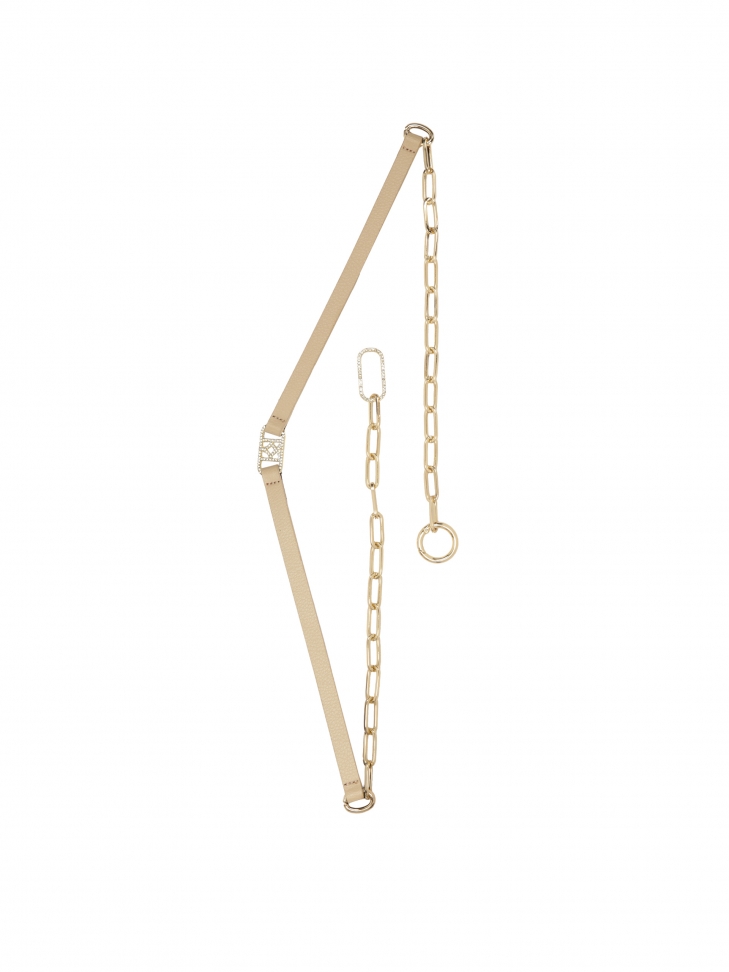 Decorative belt with crystals and chain