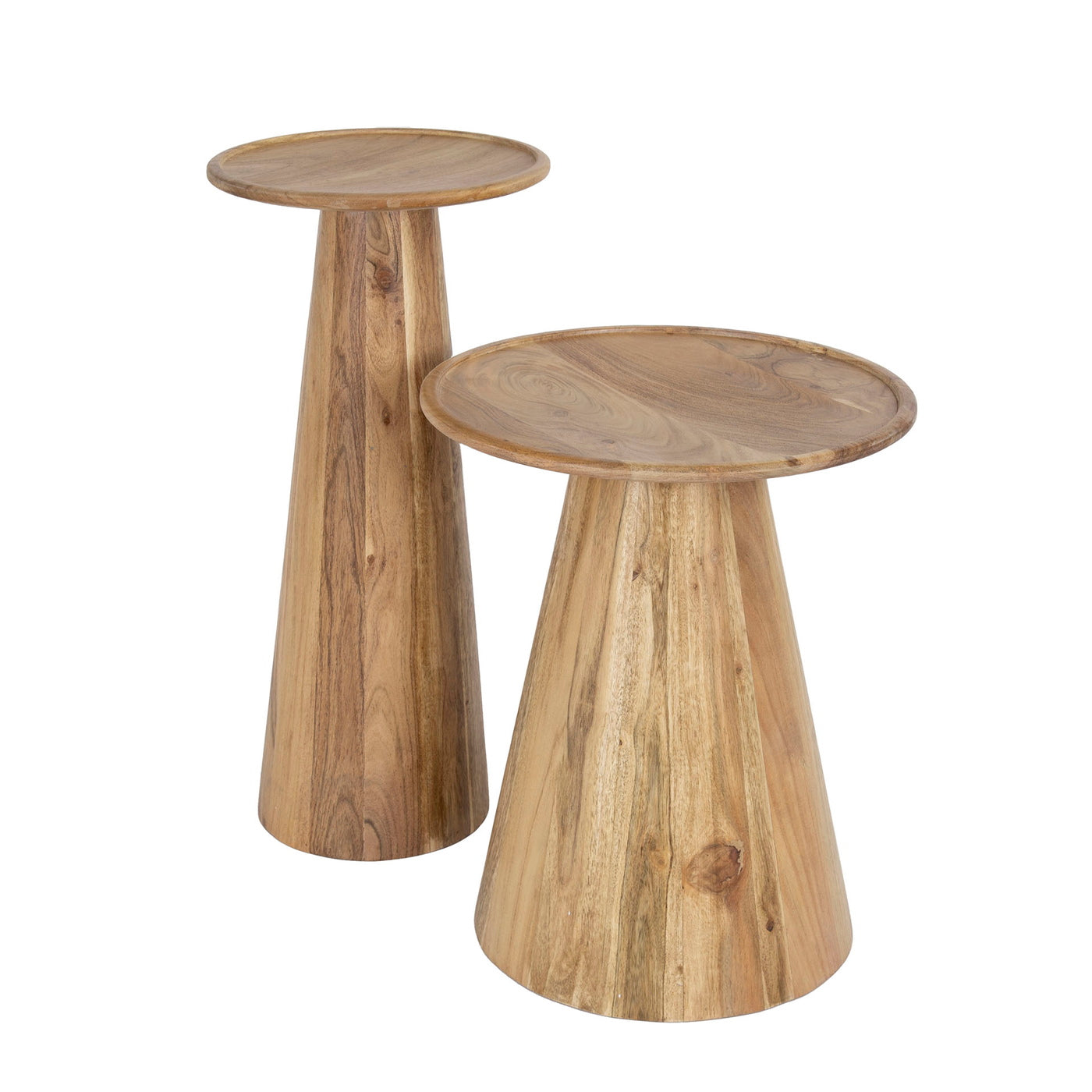 Giga Meubel Bijzettafel Cone - Acaciahout - Set van 2 - 30x30x60cm