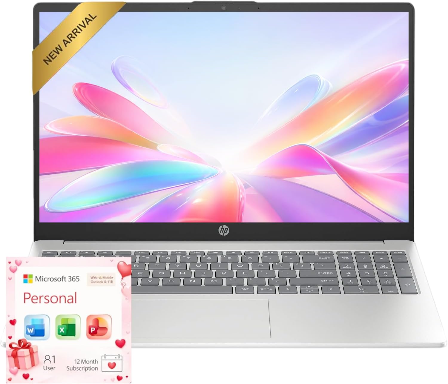 HP 15.6 Business Laptop Computer with Microsoft 365 • 2026 Edition • 8GB RAM • Copilot AI • Intel 4-Core N100 CPU • 1.1TB Storage (1TB OneDrive + 128GB SSD) • Windows 11 • w/o Mouse