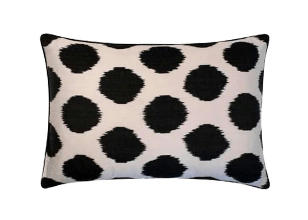 - Housse de coussin double soie ikat  40x60 noir