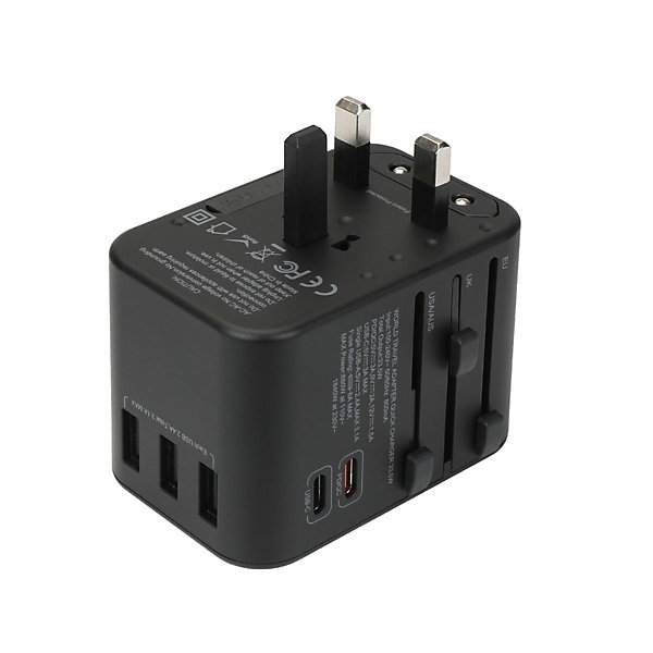 Adaptateur prise voyage universel - 5 ports USB - Voltman