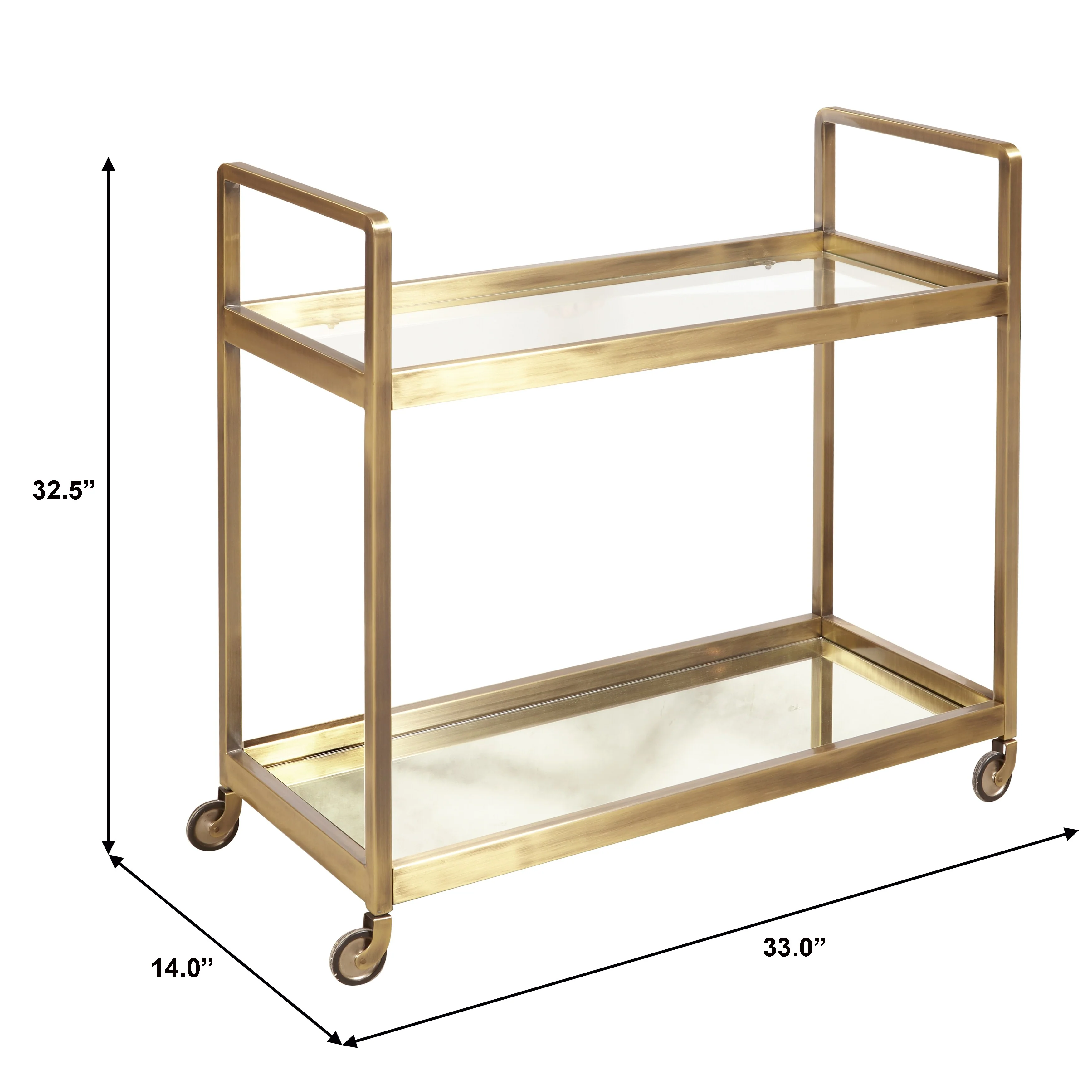 Brushed Gold & Glass Bar Cart