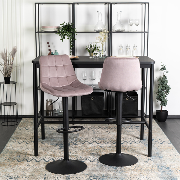 Hoker Regulowany Krzesło Barowe Loft Welurowy Glamour Różowy ARCOS 2