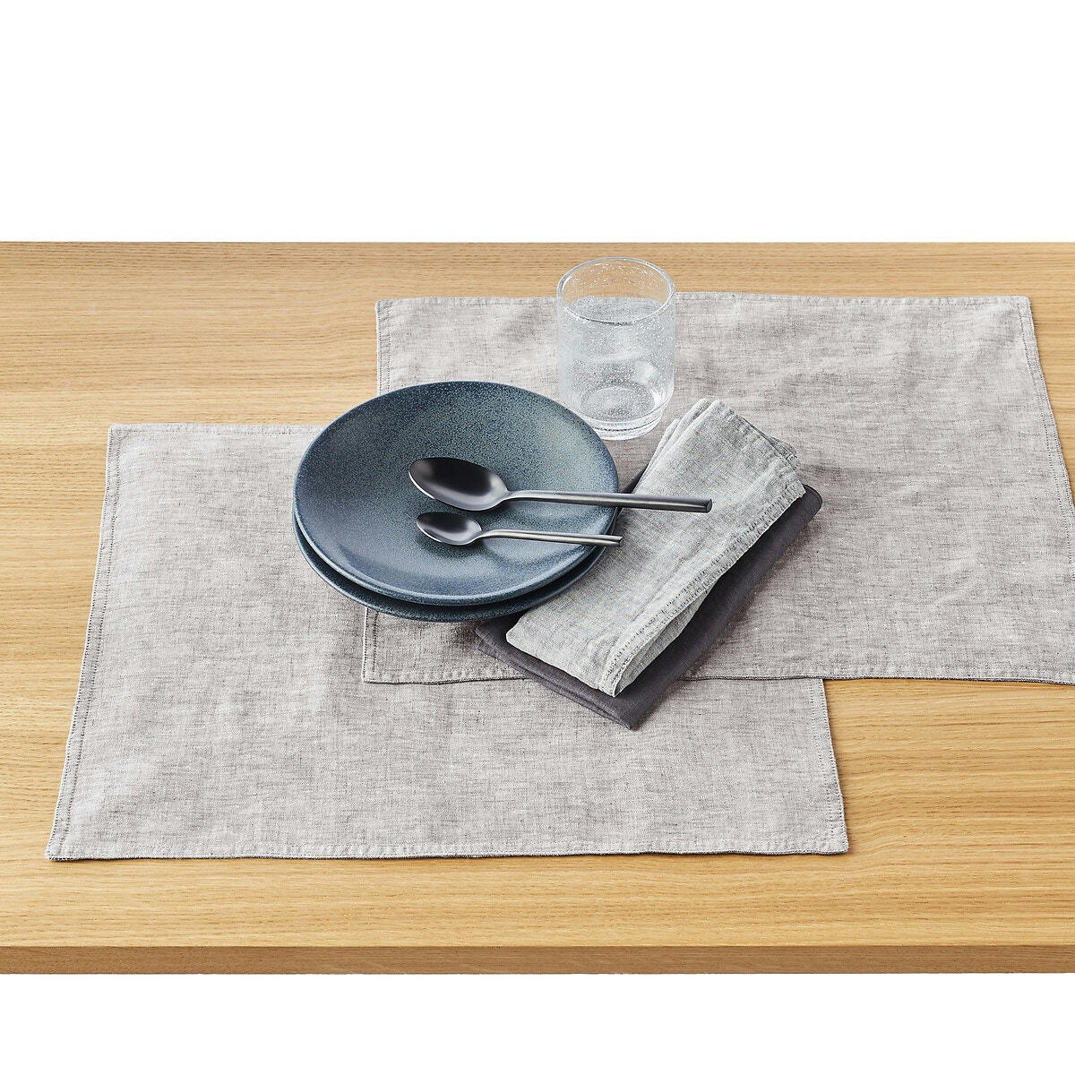 Lot de 2 sets de table pur lin chambray, Victorine
