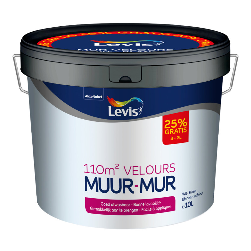 Peinture pour murs Velours blanc 8 L   2 L gratuit LEVIS