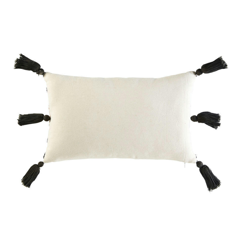 BACALA - Coussin en coton écru motifs graphiques noirs 30x50