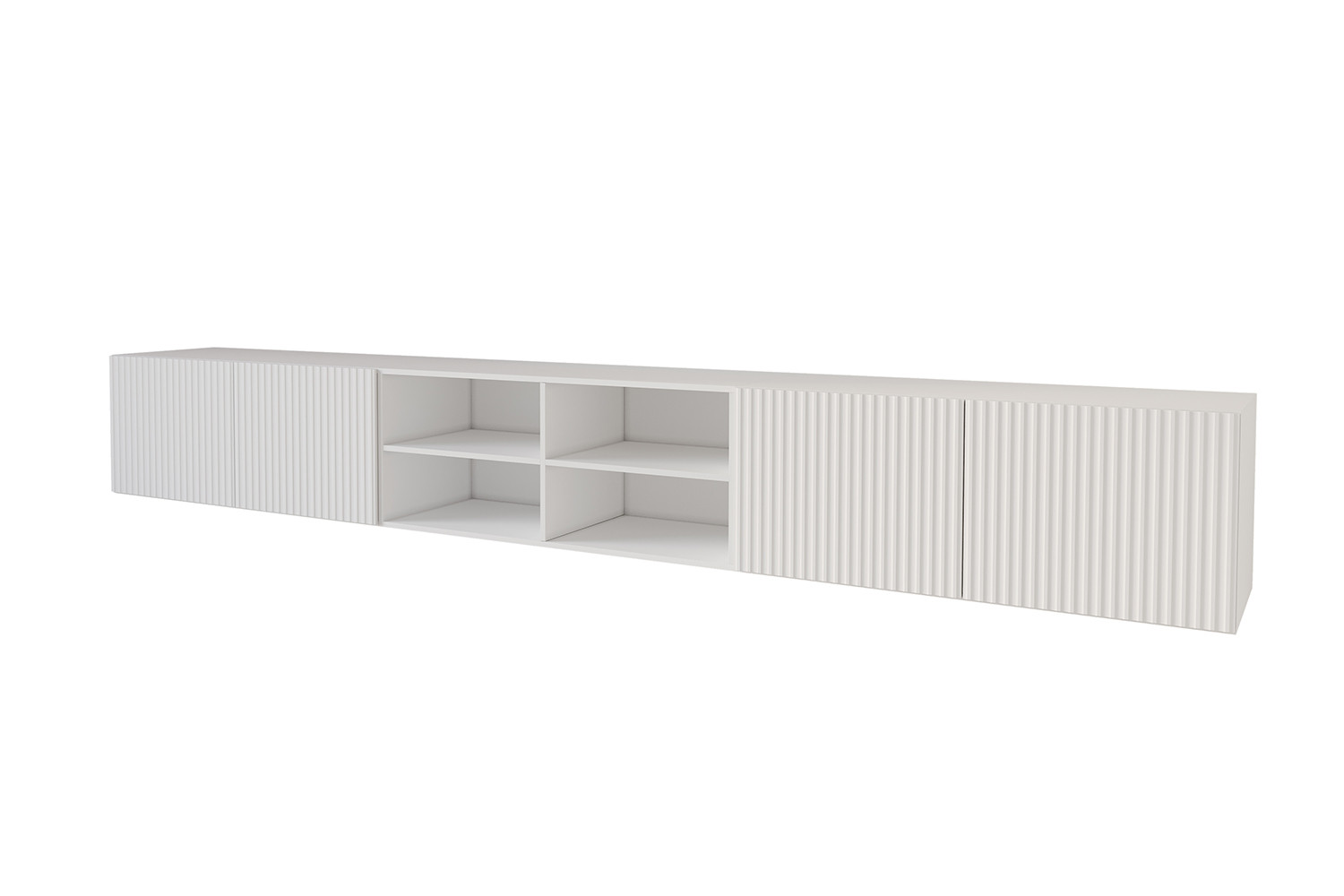 Szafka RTV z frezowanymi frontami wisząca NOA-2-W - 3x100x40x40 cm -Biały