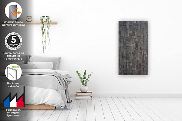 ILO Radiateur électrique Soufflant Rayonnant Mural 1250W Extra Plat Ardoise Argentée