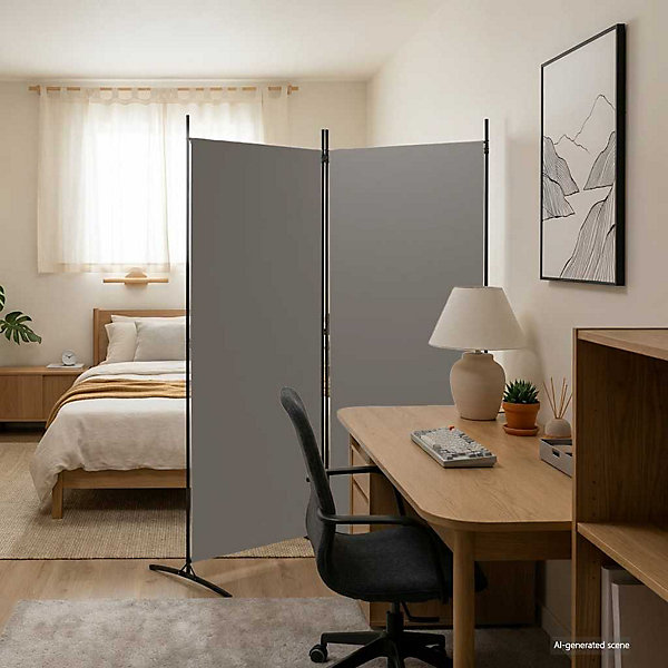 Cloison de séparation 2 panneaux Anthracite 175x180 cm Tissu vidaXL