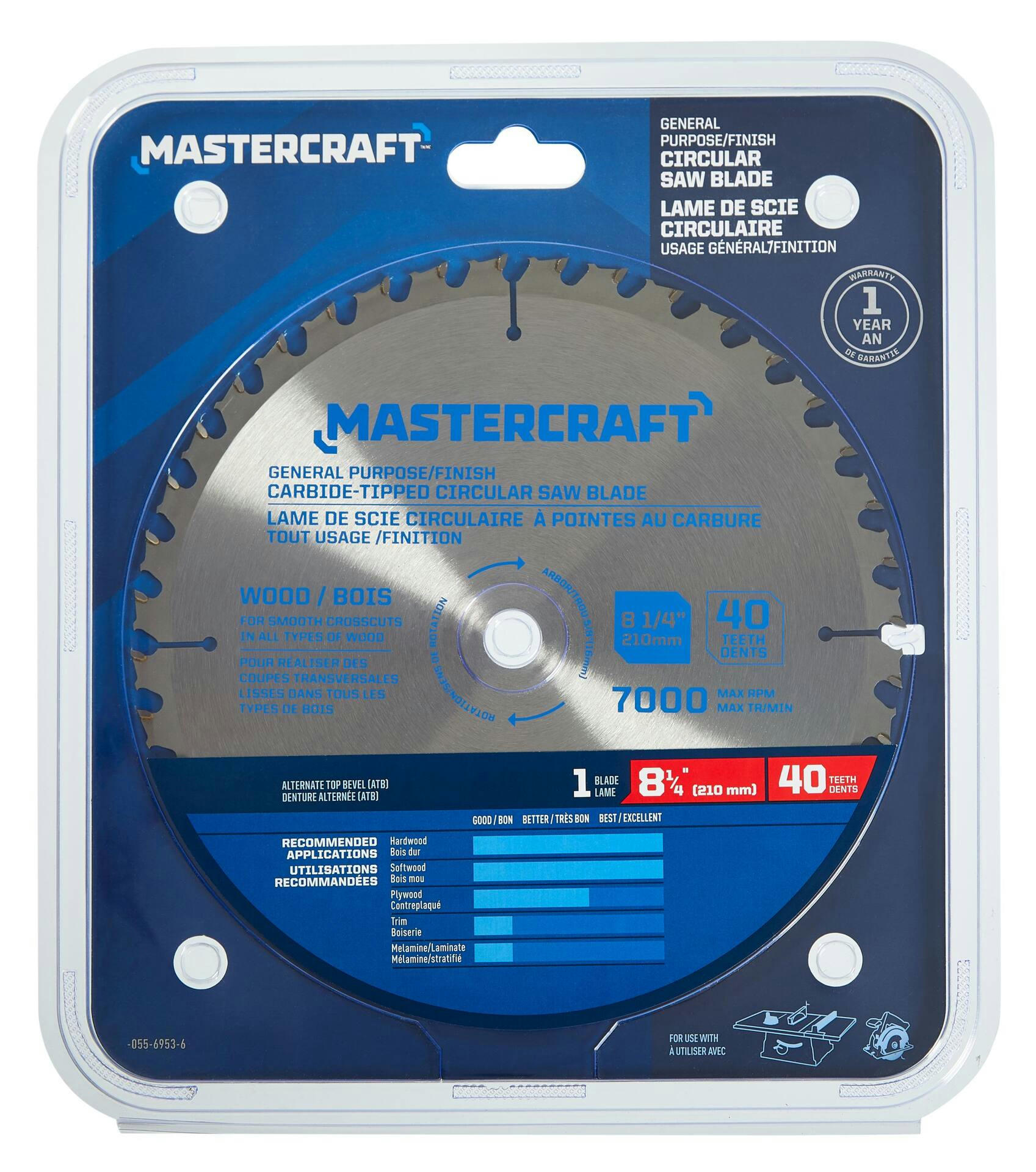 Mastercraft 8-1/4-in 40T Carbide Tipped Circular Saw Blade for Wood