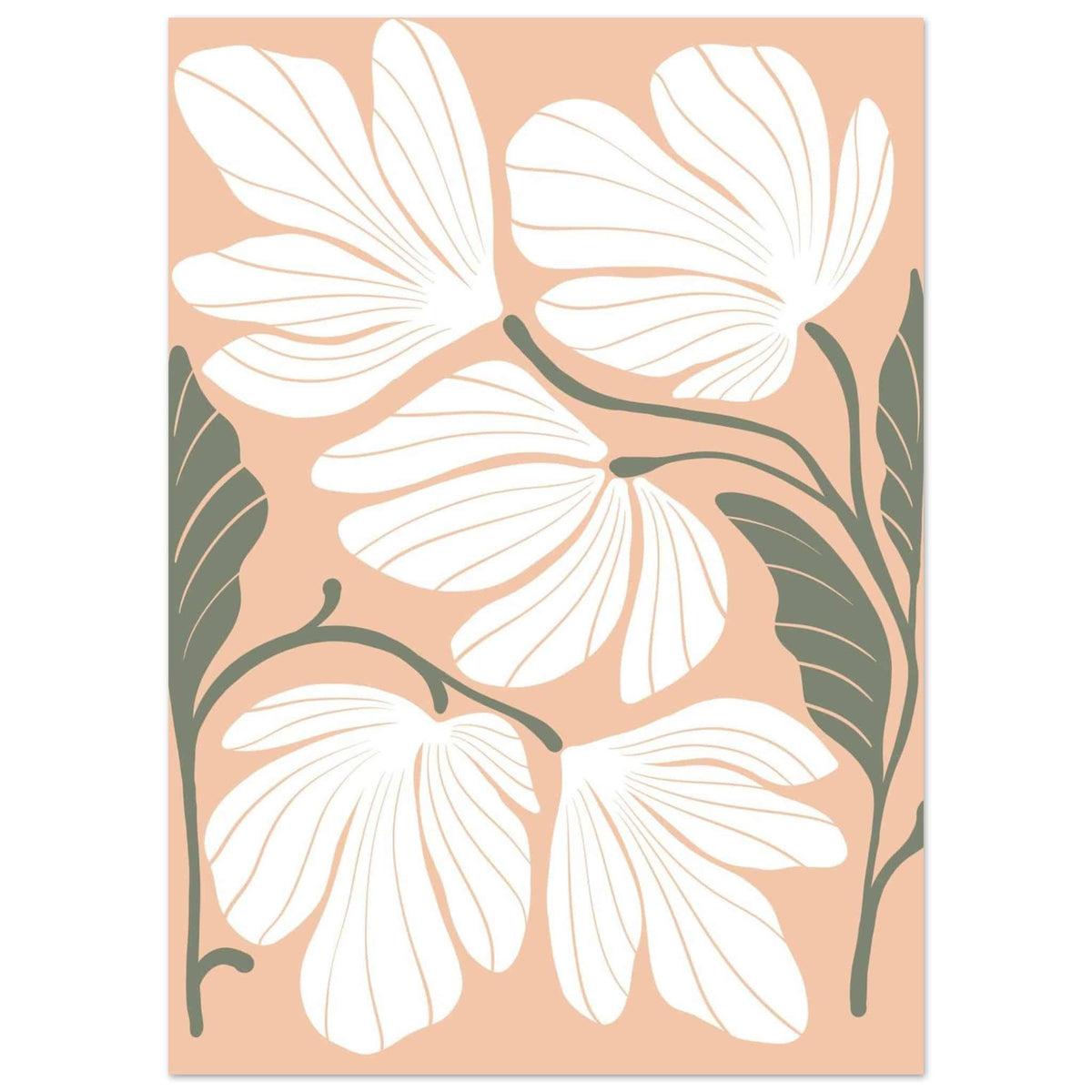 Artfulprints Poster Boho – Delicate flowers  - 50x70 cm - Wit