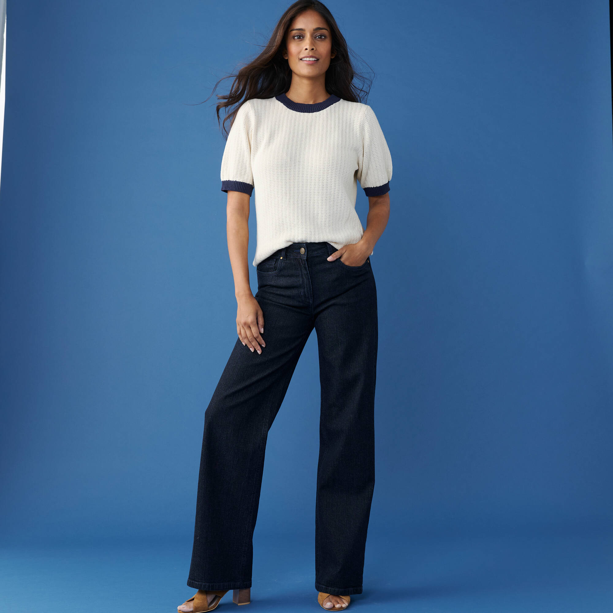 Jean coupe large stretch, grande stature