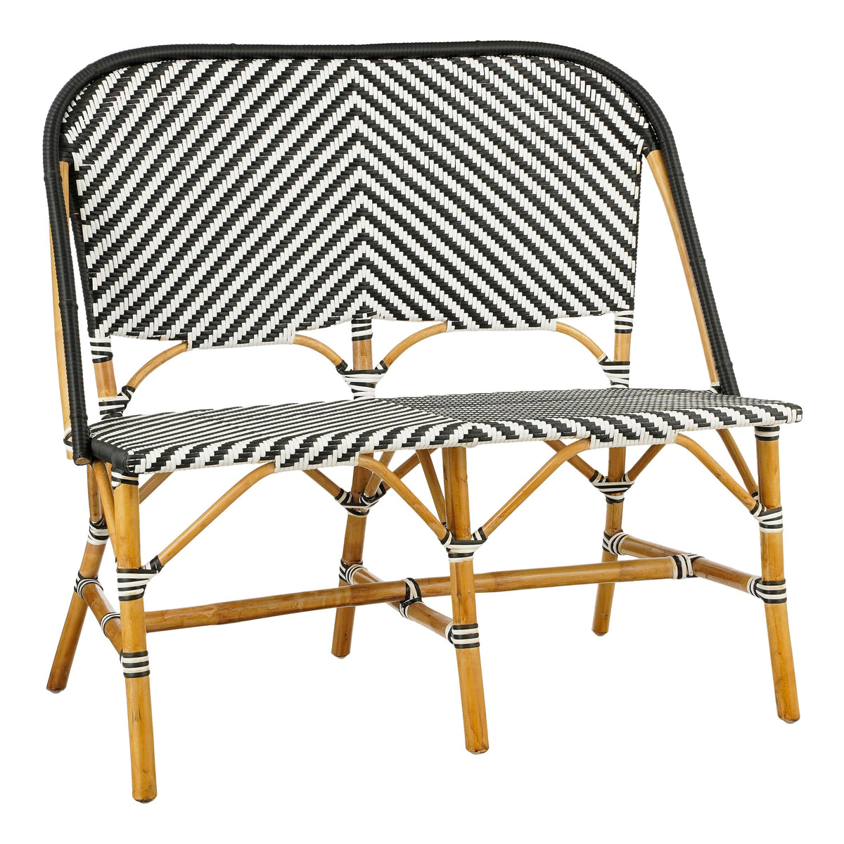Mica Decorations Mandox Bank voor Buiten - L98 x B60 x H93 cm - Rotan - Zwart, Wit
