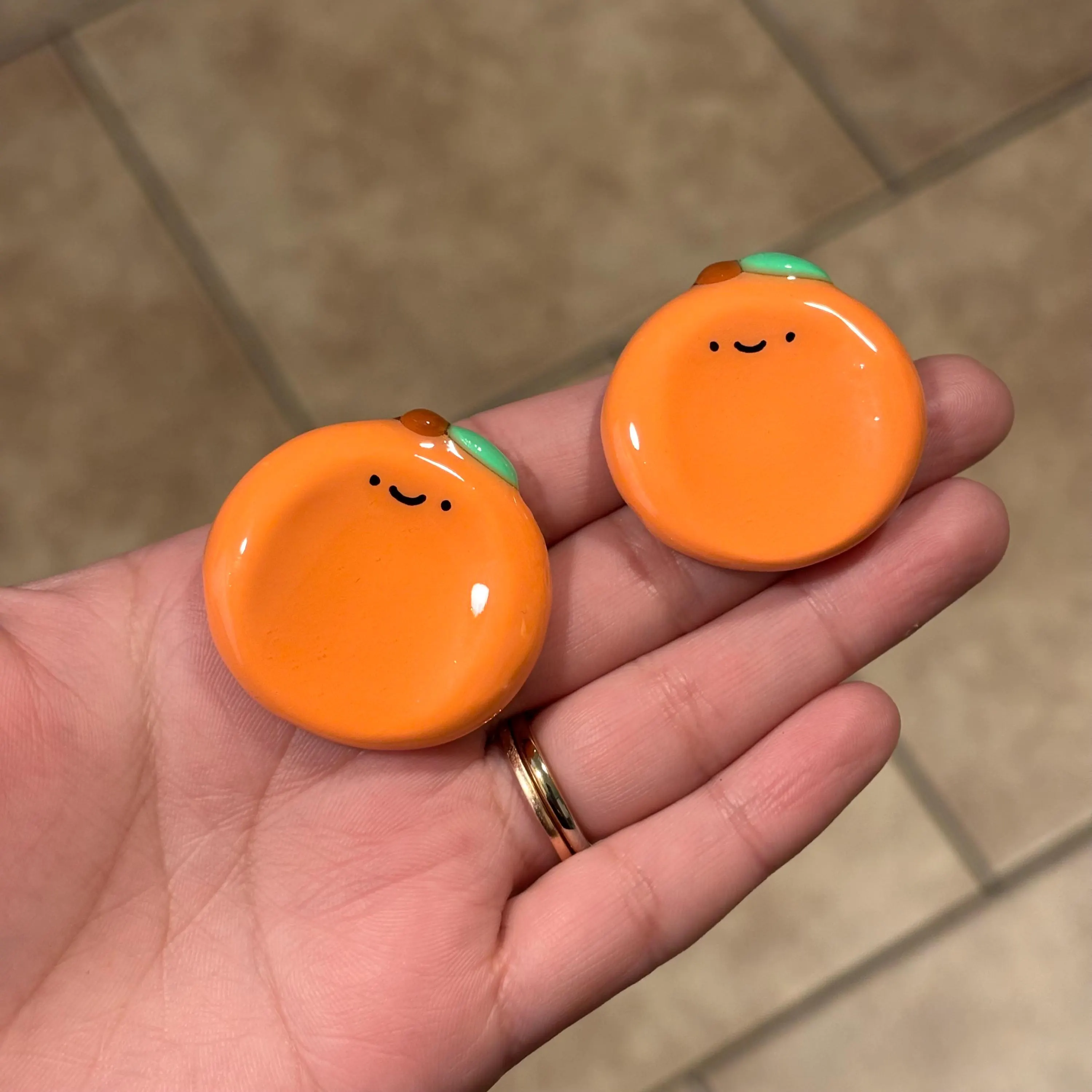 Orange polymer clay worry stone| Desk buddies | pocket friends