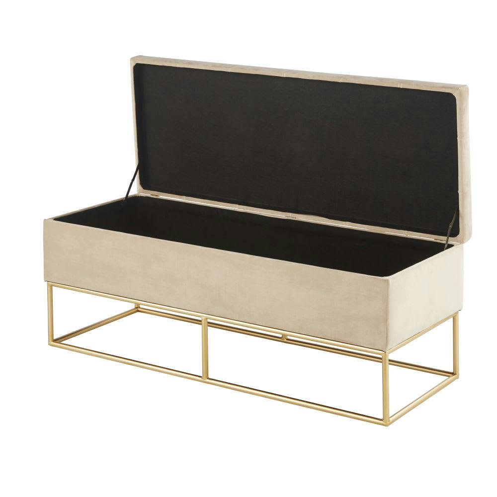 RIMINI - Banquette coffre écrue et dorée