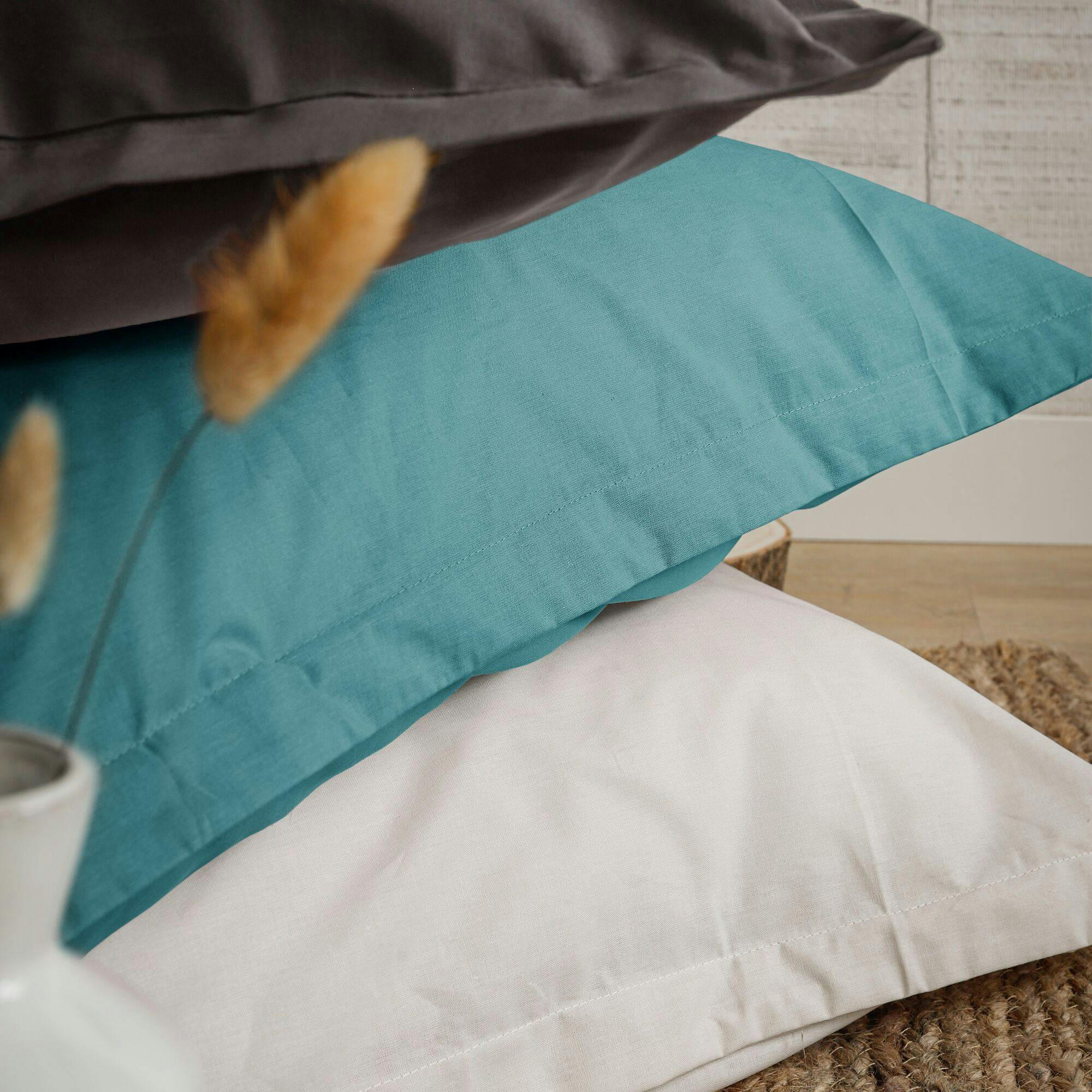 FIL & SENS - Housse de couette en coton Bio bleu lagon 240 x 220 cm