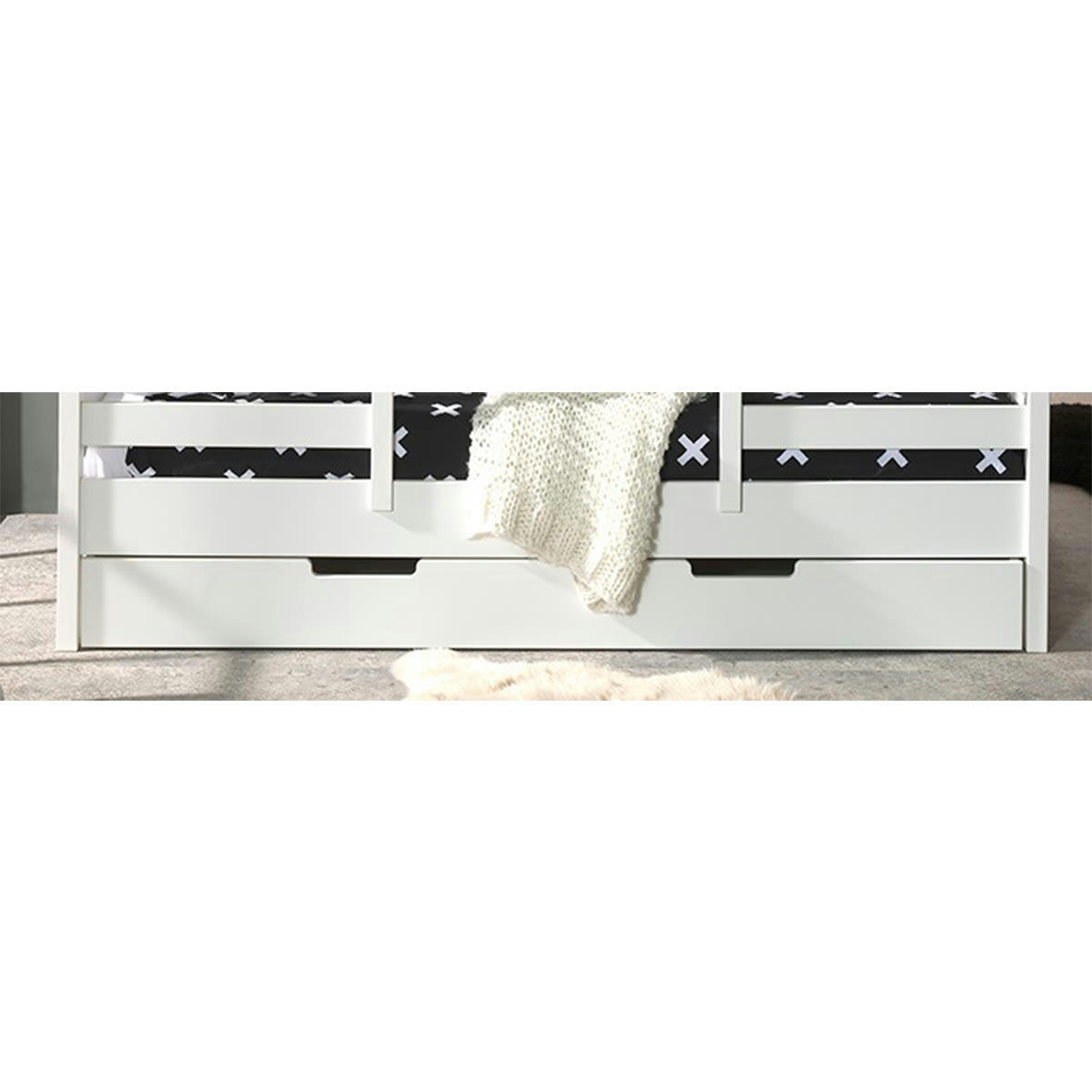 HOUSEBED - Tiroir de lit blanc noir