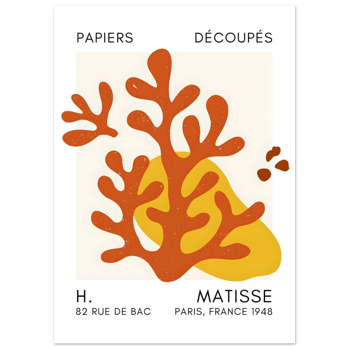 Artfulprints Poster Matisse - Abstract coral orange  - 50x70 cm - Oranje