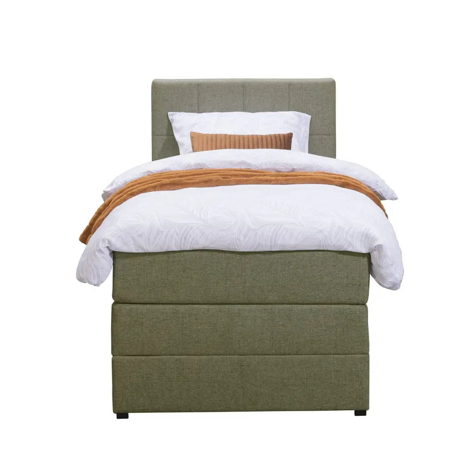 Boxspring met opbergruimte Liv geblokt - groen - 90x200 cm