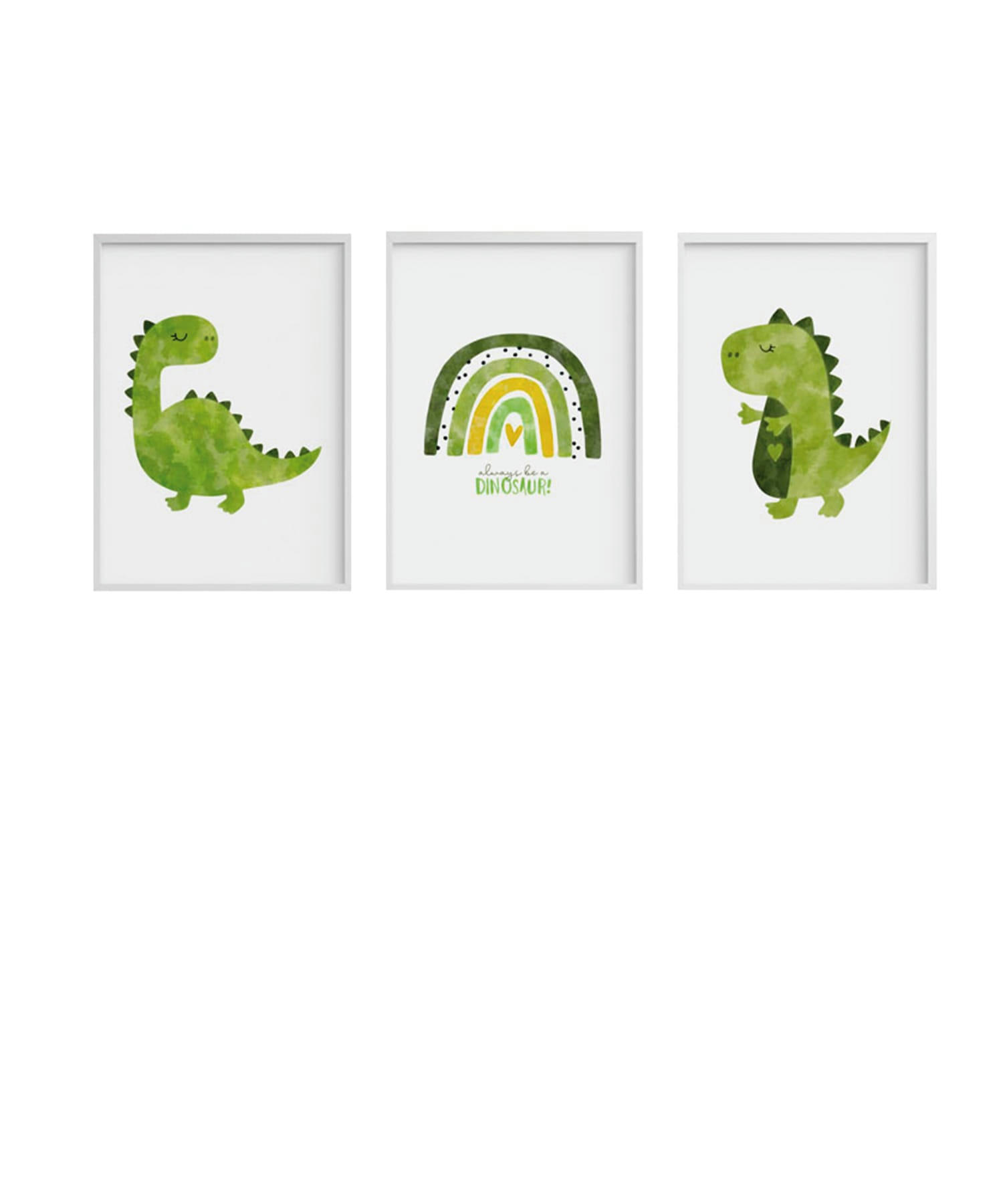 DECOWALL - Pack encadré bois blanc impression dinosaure 43X33 cm