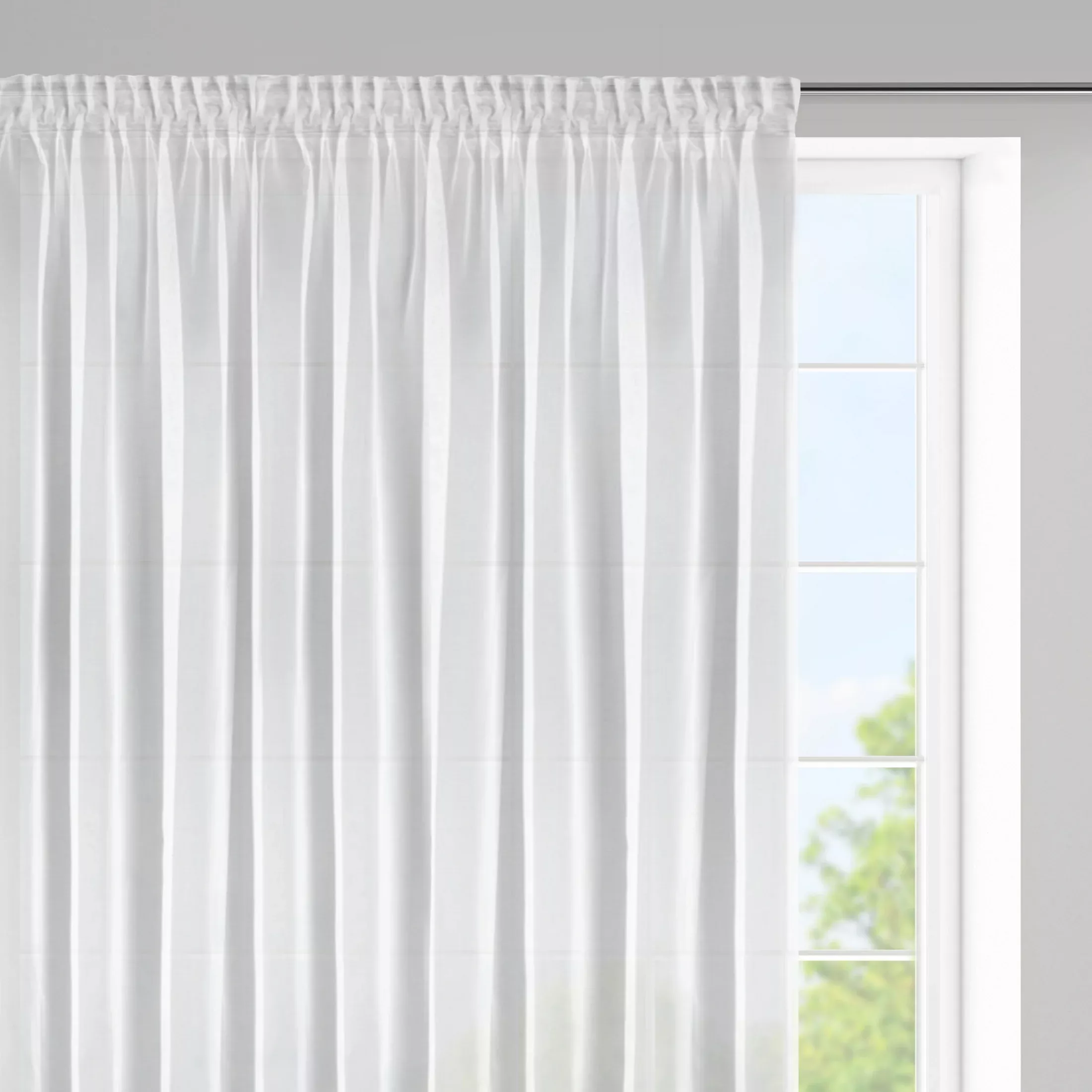 Firana biała z lekkiej i błyszczącej tkaniny 350x150 cm taśma ESEL ELLA LINE