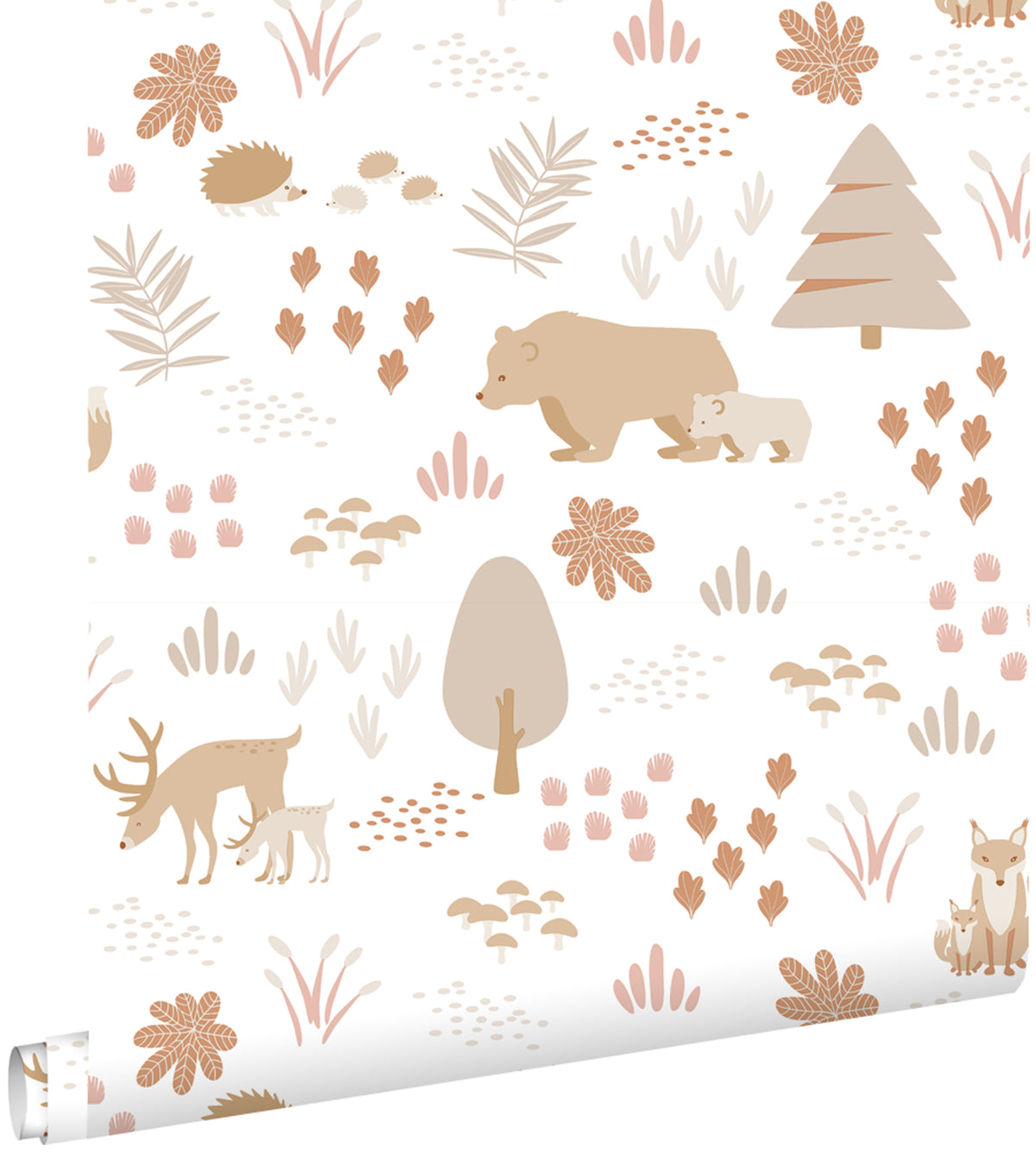 ESTAhome behang bos met bosdieren wit en beige - 53 cm x 10.05 m - 139611