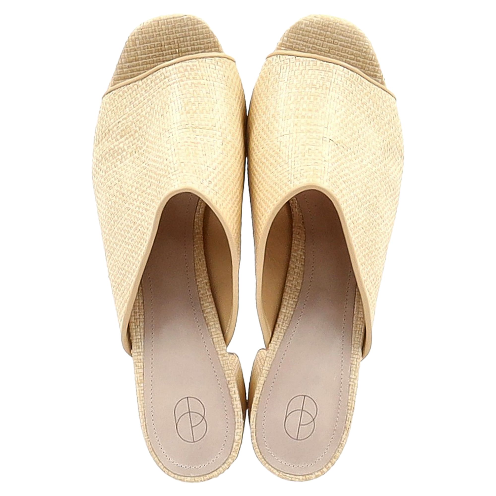 Porte Paire Preloved & Weaved Platform Mule Sandals in Yellow Vegetable Fiber