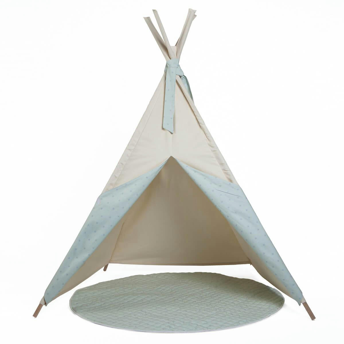 BARNA - Tipi enfant beige STARS vert