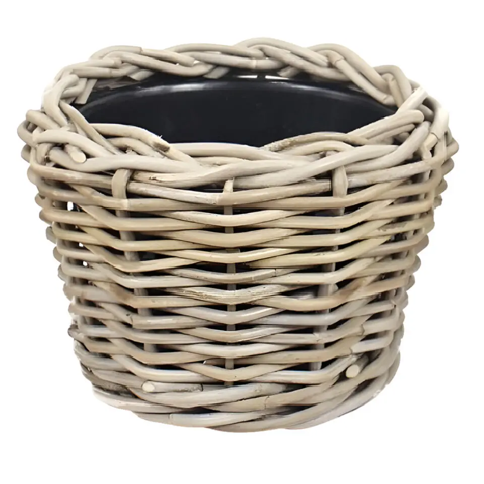 Van der Leeden Planten/bloemen mand - gevlochten - D27 x H22 cm