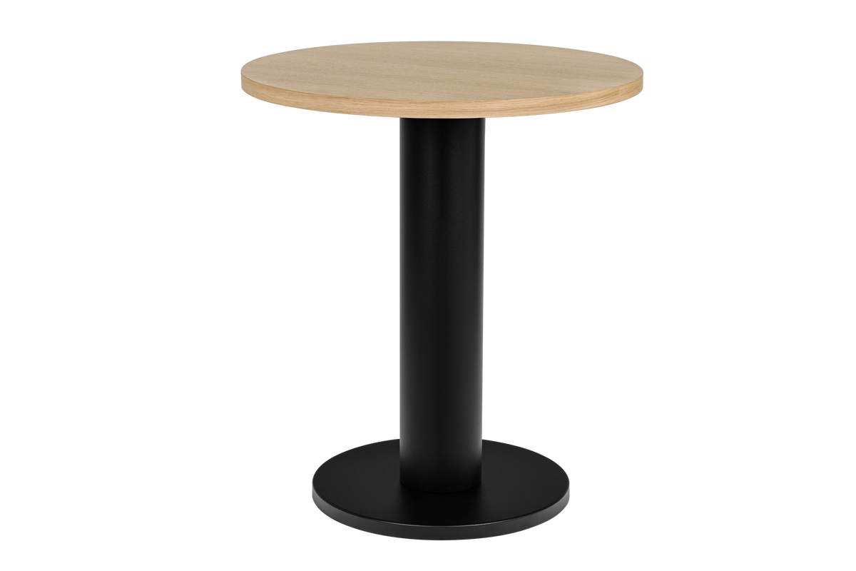 noo.ma Sool Café tafel small - rond eiken fineer Ø65 cm, stalen onderstel, Vulcano Black