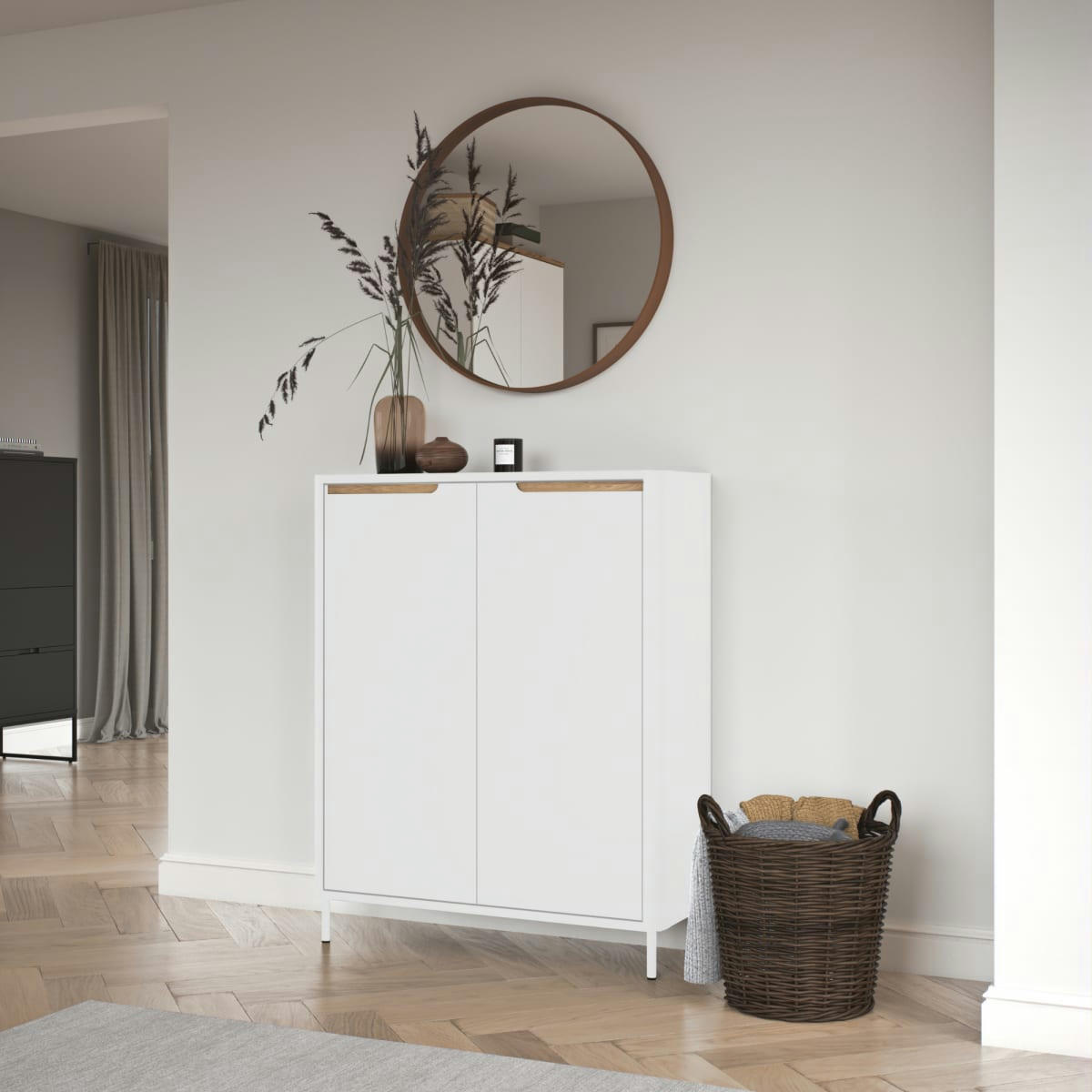 PATIPATI - Meuble à chaussures 2 portes en bois blanc