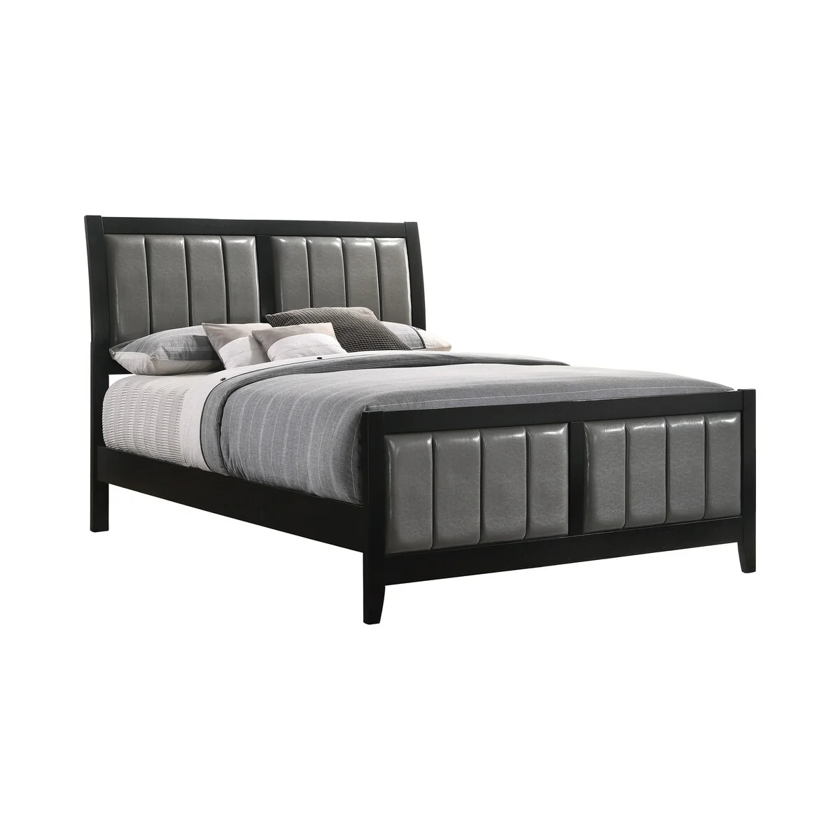 Halliday Black and Grey 5-piece Panel Bedroom Set with 2 Nightstands