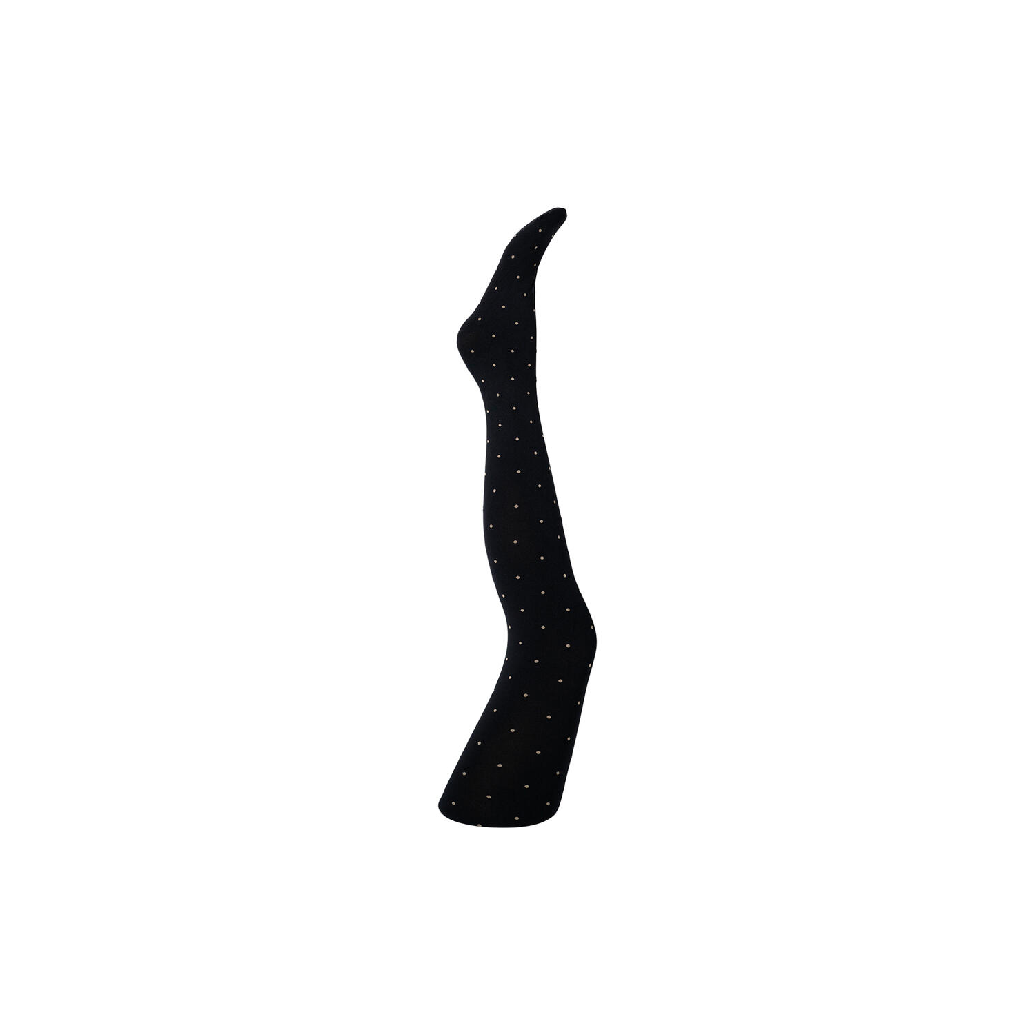Agnes black dot tights, black w. light sand dots