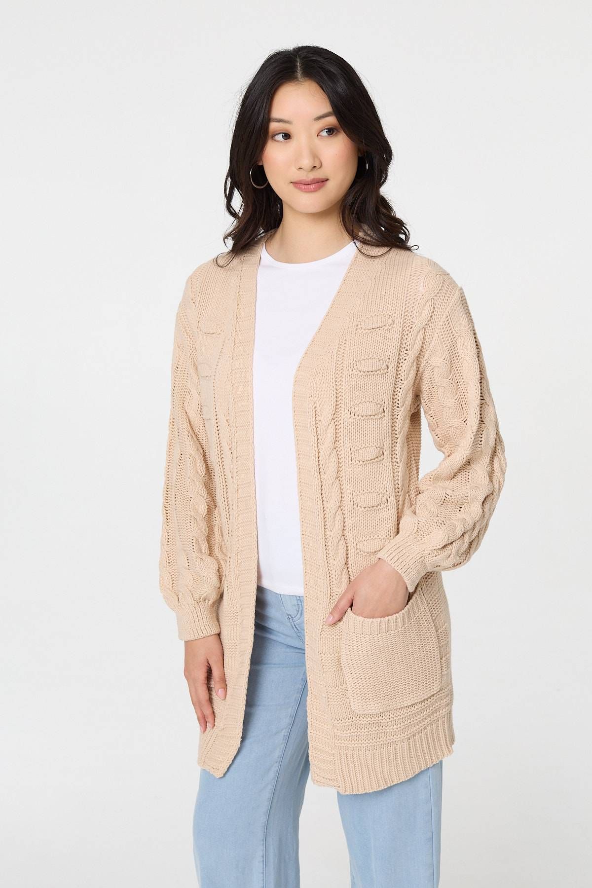 Izabel London Longline Cable Knit Texture Cardigan