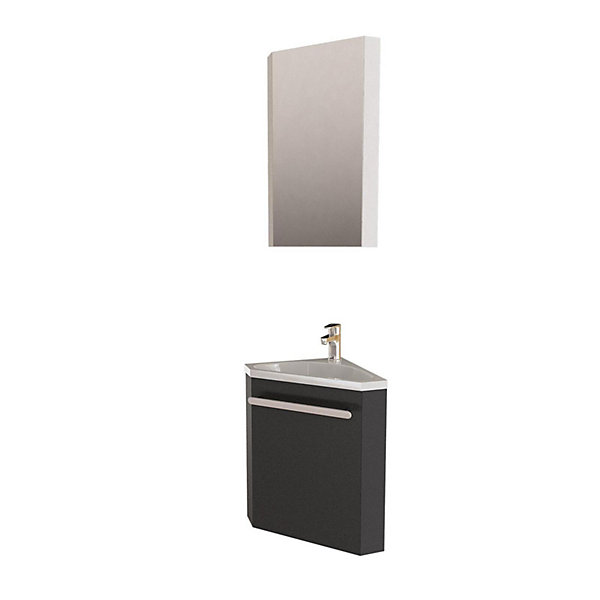 Ensemble lave-mains d'angle SKINO   vasque   armoire de toilette