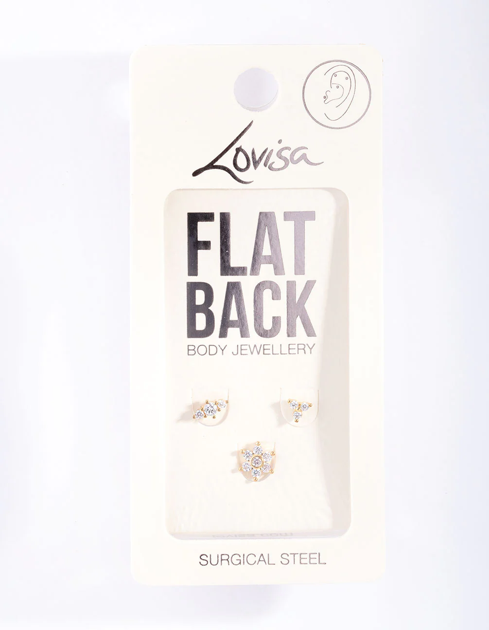 Gold Plated Surgical Steel Floral Flat Back Pack