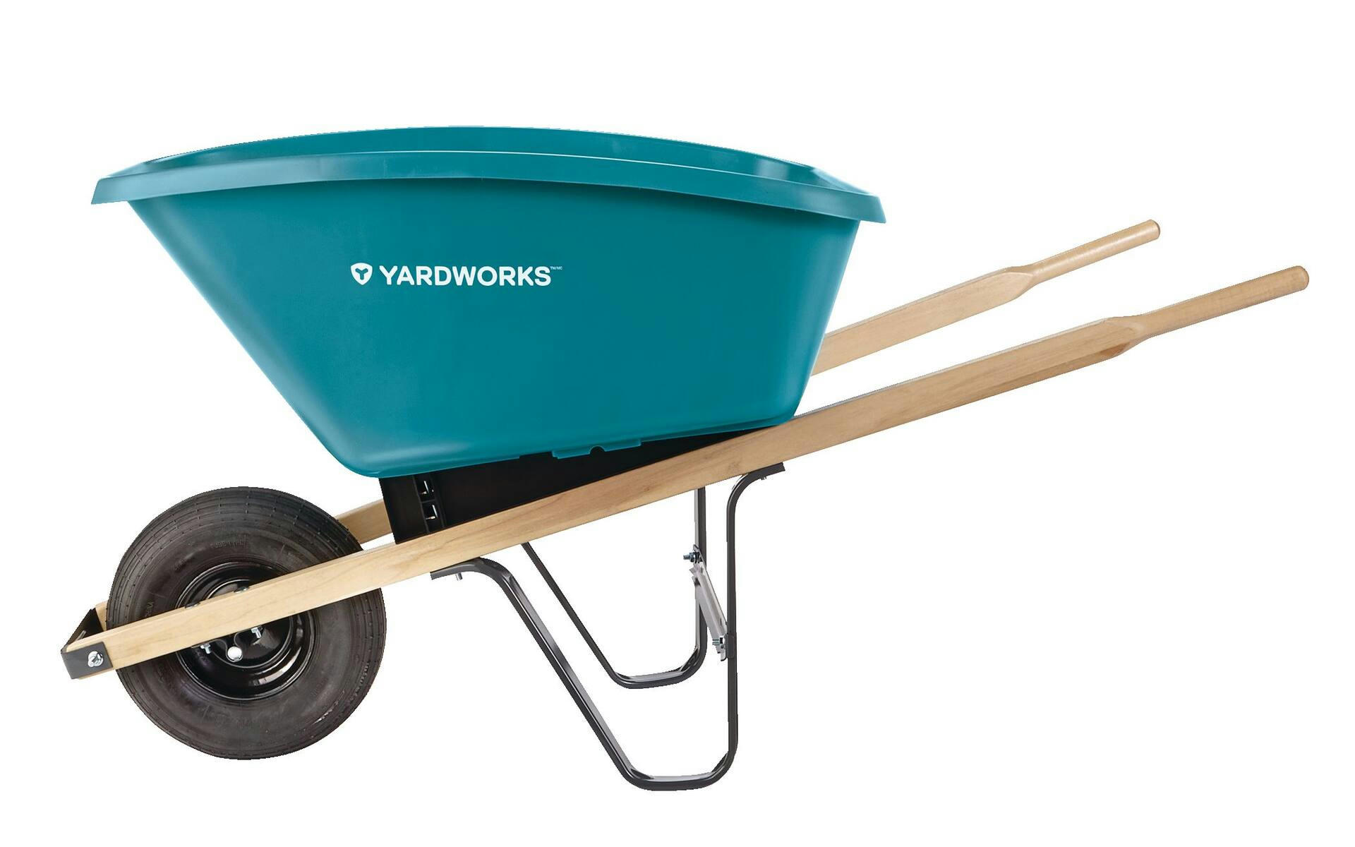 Yardworks Plastic Tray 1-Wheel Flat Front Garden/Yard Wheelbarrow, 5-cu-ft