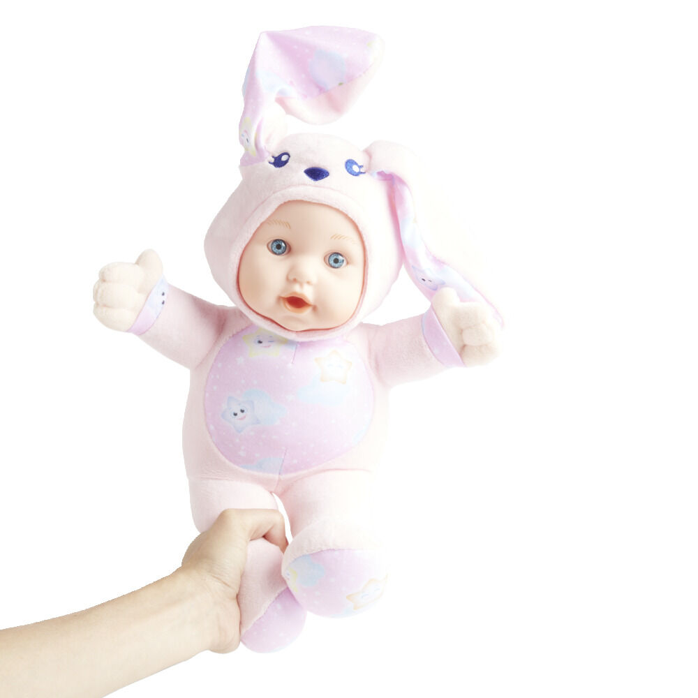 Poupon peluche rose H36cm