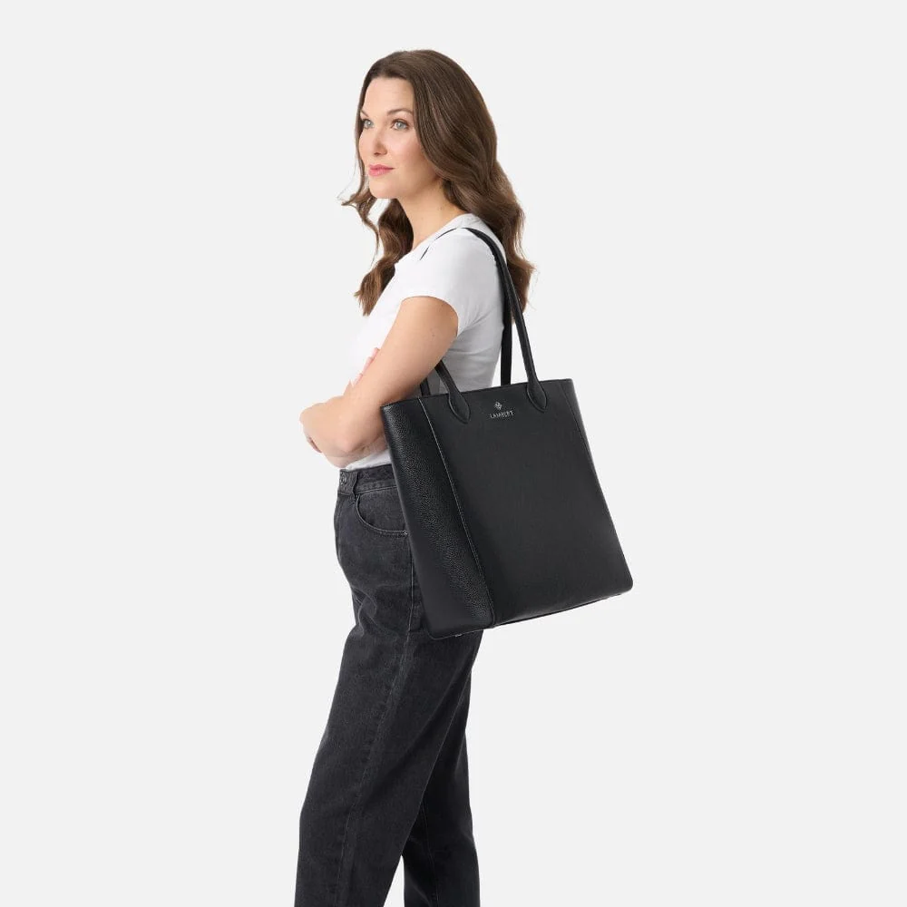 The Claire - Recycled Black Vegan Leather Tote Bag