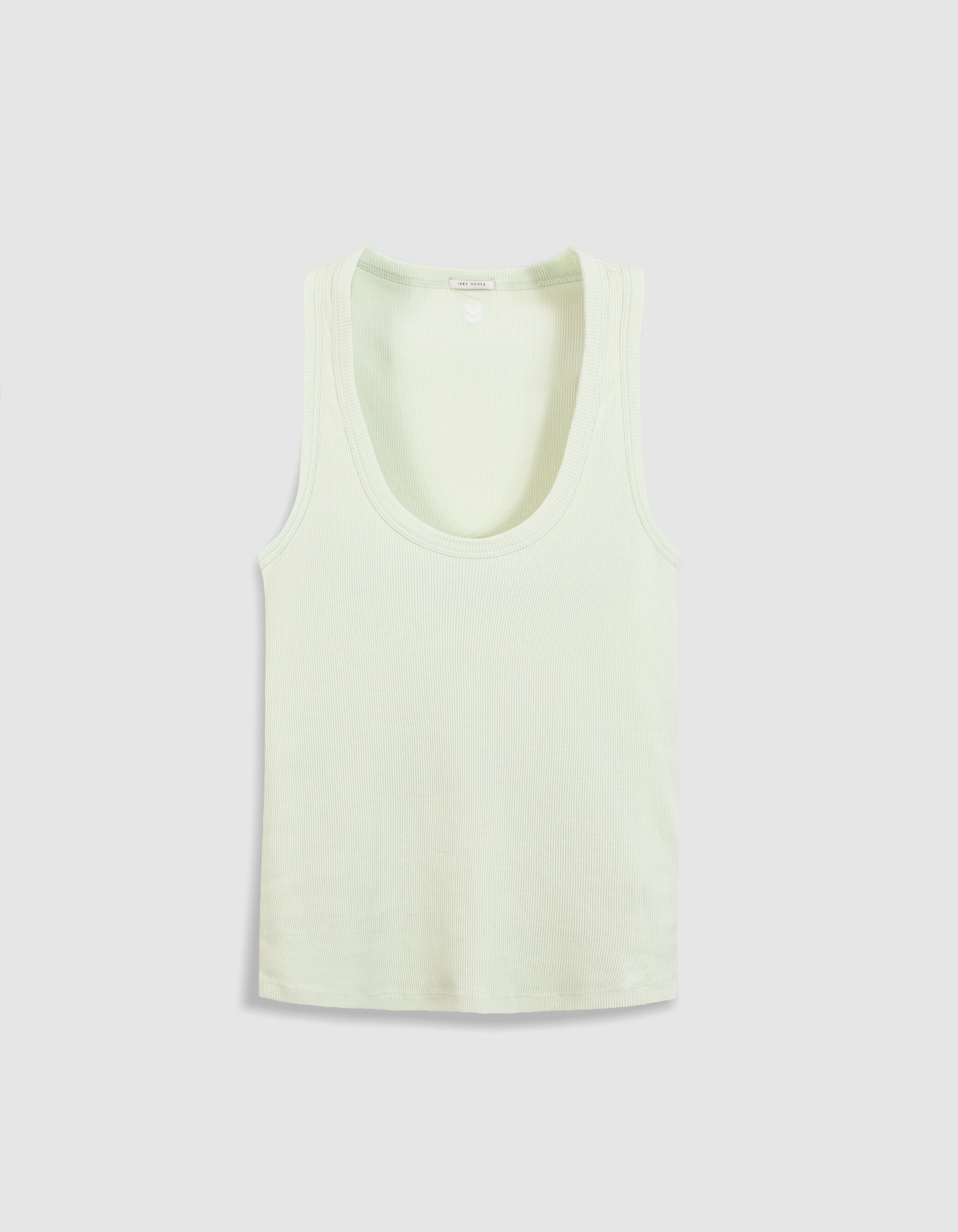 Débardeur vert côtelé broderie chevrons Femme